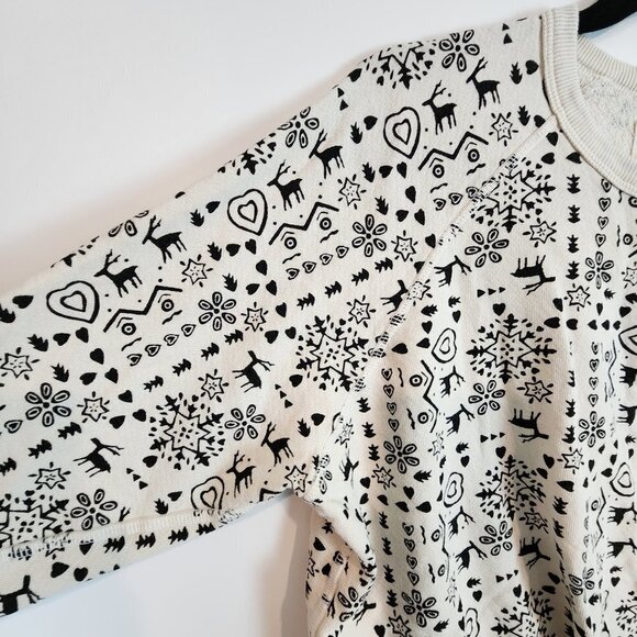 The Great. Womens The College Sweatshirt Washed White Folk Print Terry Cloth Sm - Picture 4 of 11